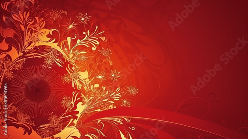 red and gold Christmas background with room for copy