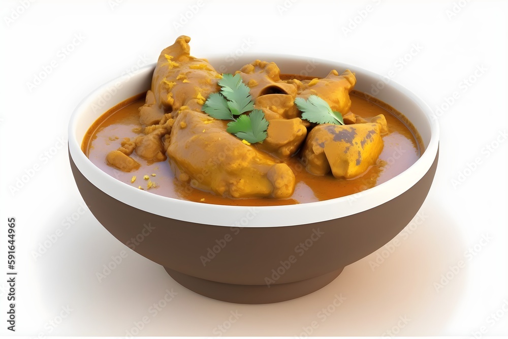 Delicious Chicken Curry Serving in Bowl. Created with Generative AI Technology