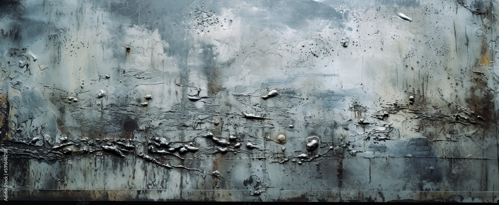 Weathered metal, scratched. Generative AI.