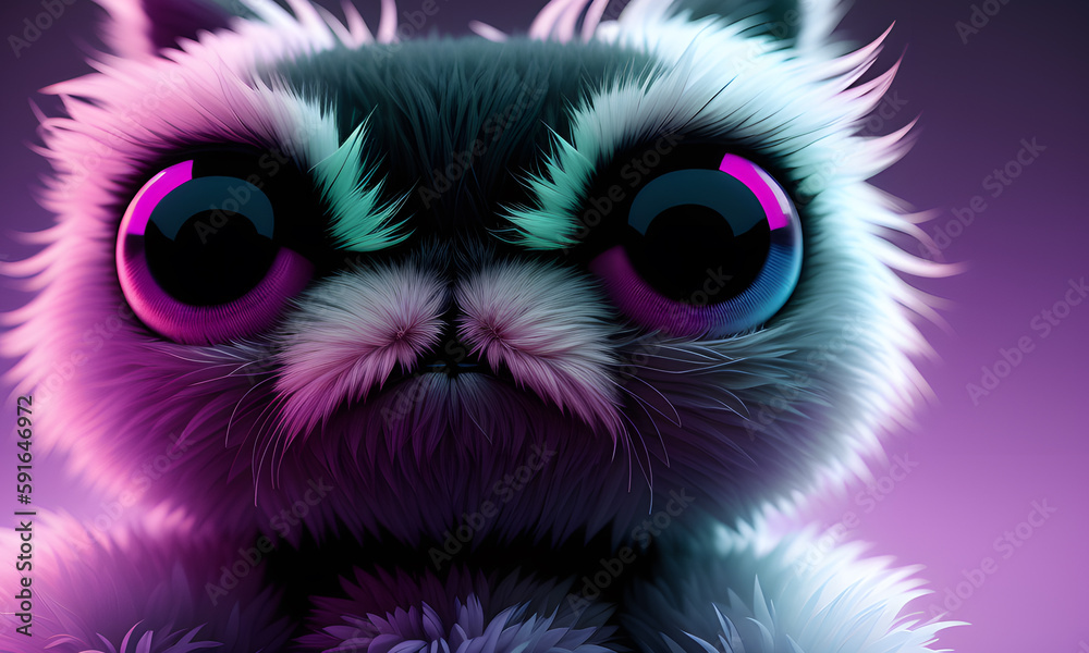 Shaggy hairy woolen cute spider, created with the help of artificial intelligence, AI generative.