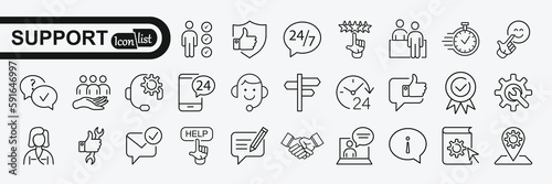 Customer Service and Support - Outline Icon Collection. 