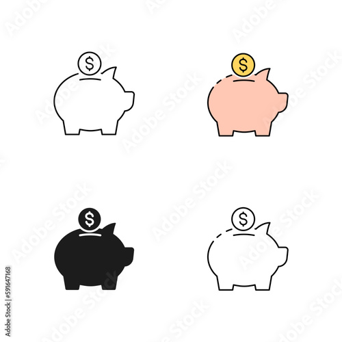 Savings money, money box vector icon in line style, glyph, Lineal color. Finance, money and online banking sign.