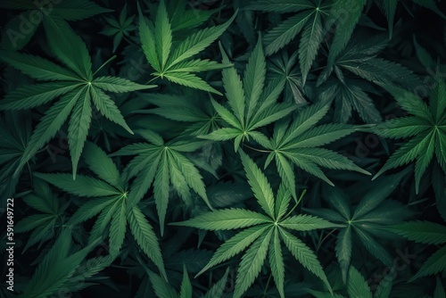 Marijuana Background weed plant with Bud and Leaves  Texture of Marijuana Plants at Indoor Cannabis Farm. Cannabis Plants Growing outdoor with Big Marijuana Buds