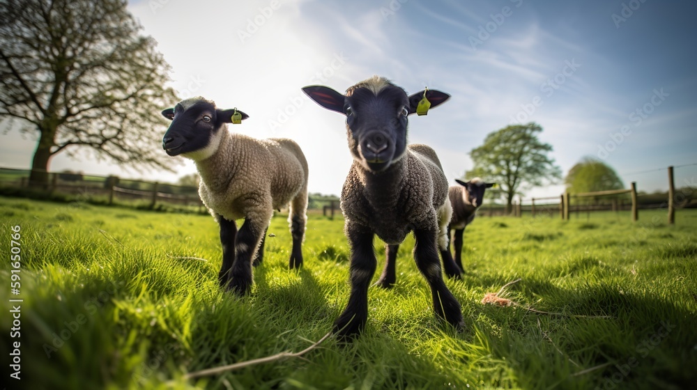 Playful Suffolk Sheep Lambs at the Farm Playful Suffolk Sheep Lambs at the Farm