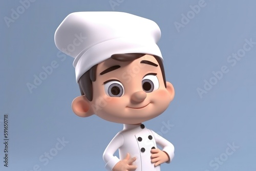 3D cartoon cute chef kid. Generative AI