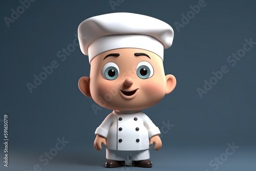 3D cartoon cute chef kid. Generative AI