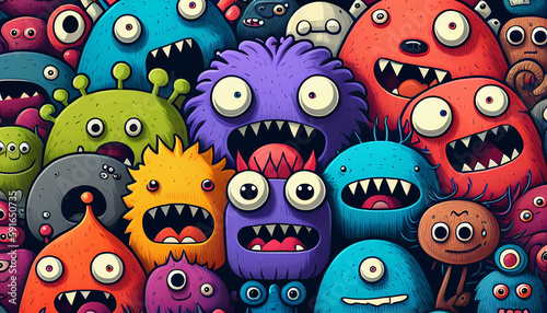 Cute colorful doodle monster created with ai tools