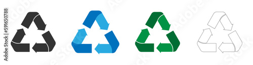 Set of recycling icons. Triangle Recycling Sign Symbol