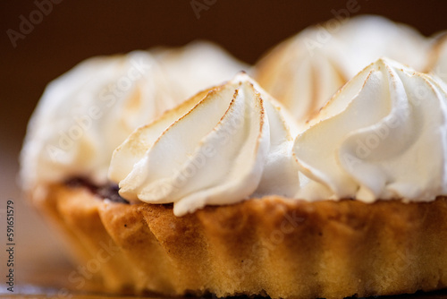 Bizet cake close-up with baked top
