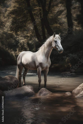 Majestic Unicorn by the River