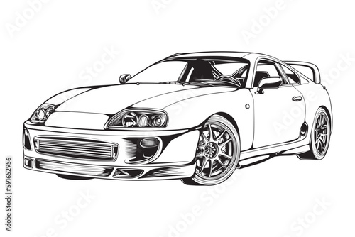 vector hand drawn car line art illustration