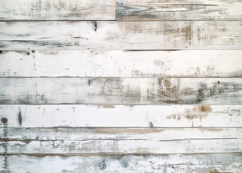 Distressed white wood grain texture. Generative AI.
