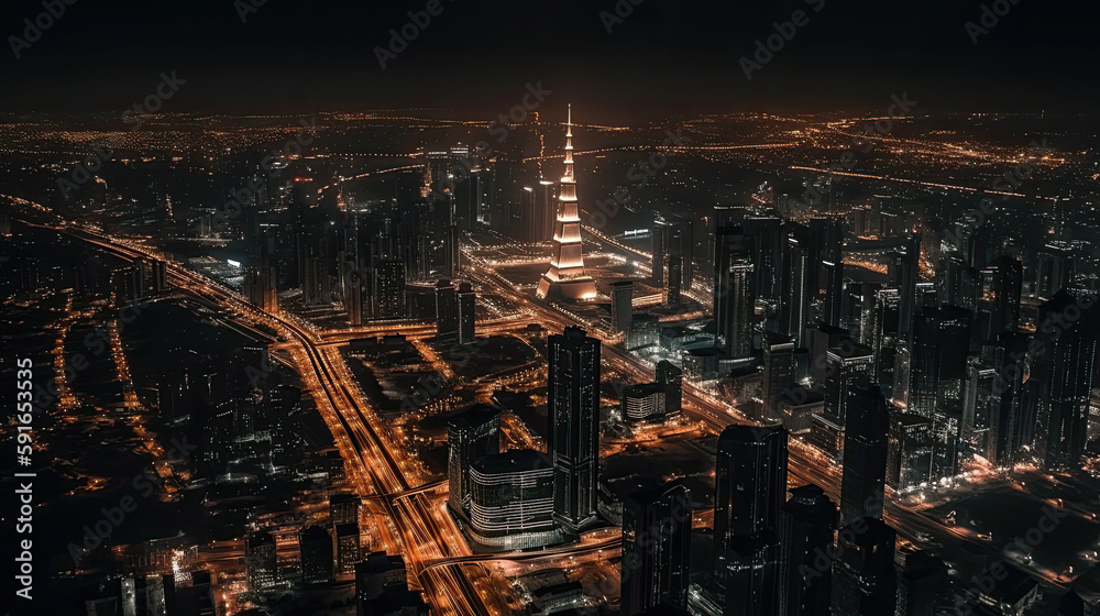 dubai city in the night created with Generative AI technology dubai city in the night created with Generative AI technology