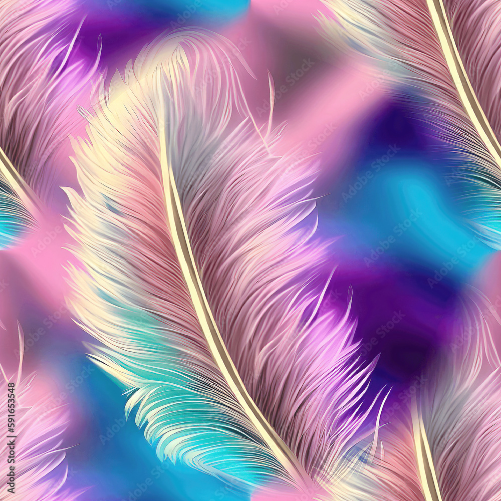 Obraz premium Bird feather texture, illustration, seamless, created by artificial intelligence
