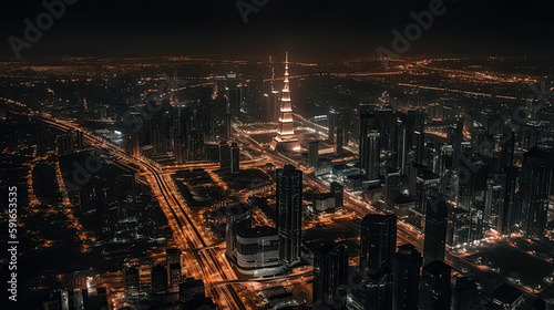 dubai city in the night created with Generative AI technology