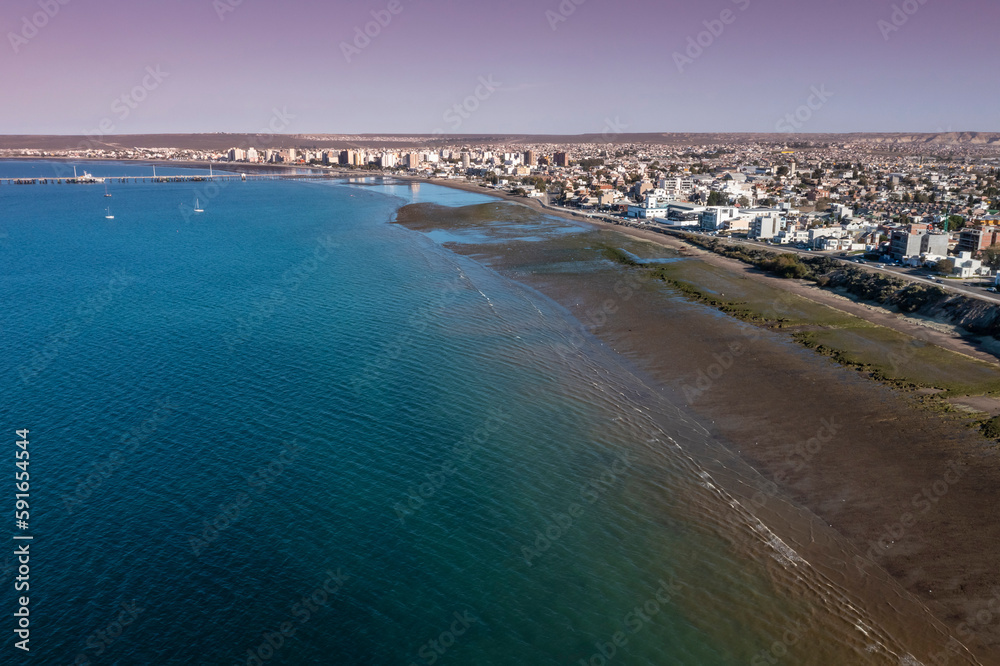Puerto Madryn City, entrance portal to the Peninsula Valdes natural reserve, World Heritage Site, Patagonia, Argentina.