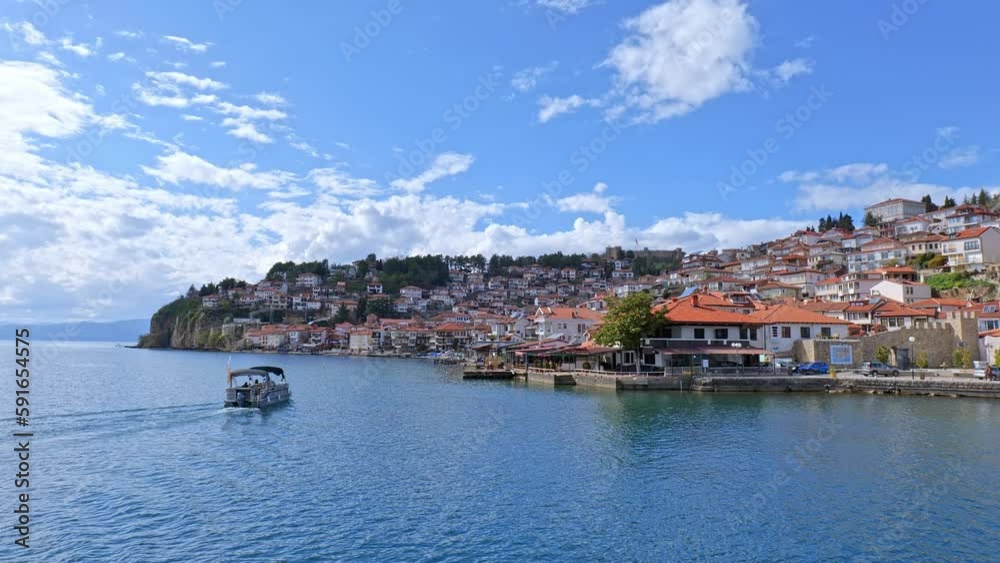 Lake Ohrid and old town of Ohrid downtown view, in North Macedonia Lake Ohrid and old town of Ohrid downtown view, in North Macedonia