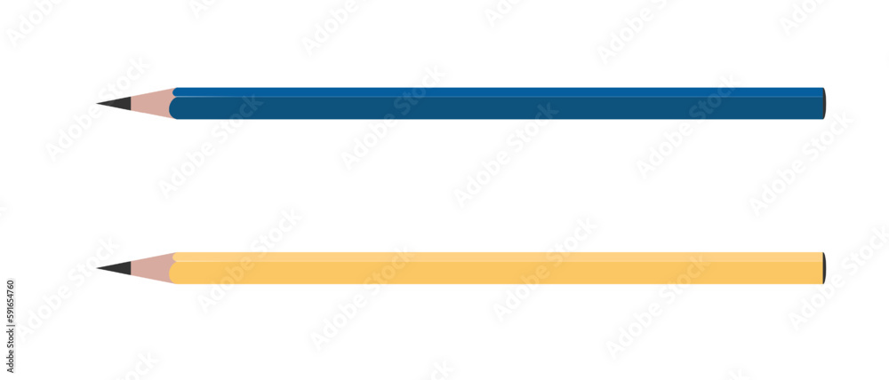 Pencil Vector Illustration Blue Yellow Color Stock Vector | Adobe Stock