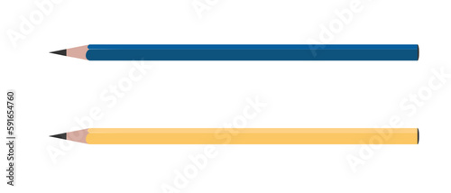Fotografie Pencil Vector Illustration Blue Yellow Color