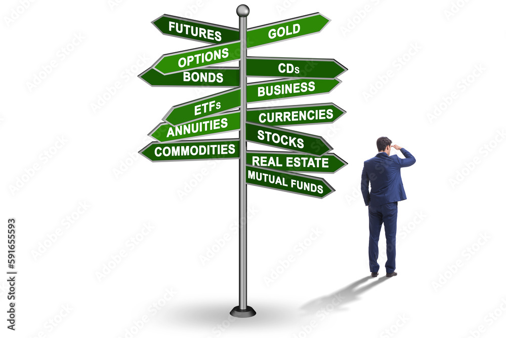 Concept of various financial investment options Concept of various financial investment options