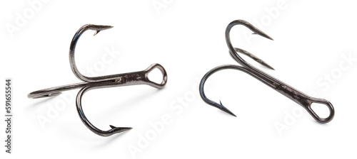 Photos Pair of old rusted fishing hooks isolated on a white background