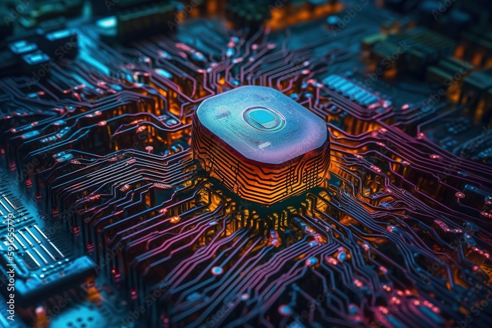 Fototapeta premium Artificial intelligence. Futuristic technology trends concept. Network structure background. Machine learning. Data background. Big data.Binary digits. technology and science. Generative AI.