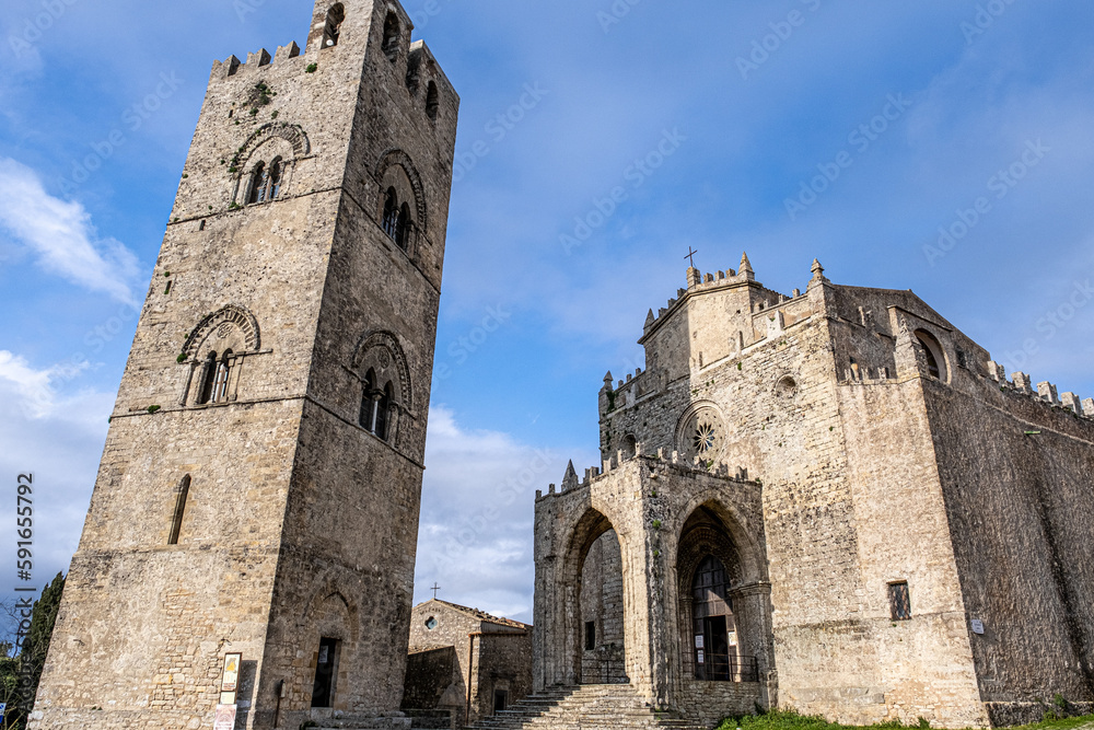 View of Erice, a medieval town and commune in the province of Trapani, sicily, Italy
