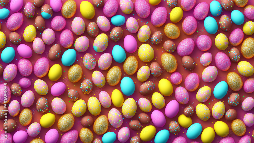 Easter Eggs background, generative AI