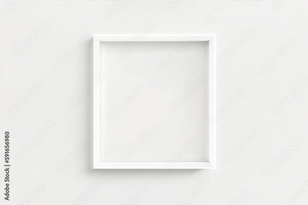 white frame mockup on white wall. Minimalism white frame mockup on white wall. Minimalism