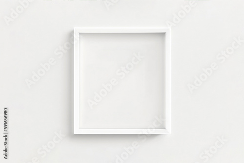 white frame mockup on white wall. Minimalism