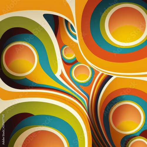 Vintage Color Background from the 70s. Created with generative AI tools.