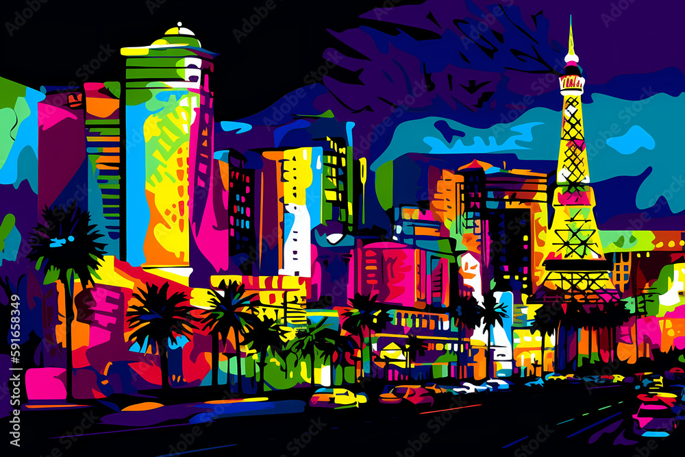 Las Vegas Strip Pop-Art Style Las Vegas Strip Pop-Art Style