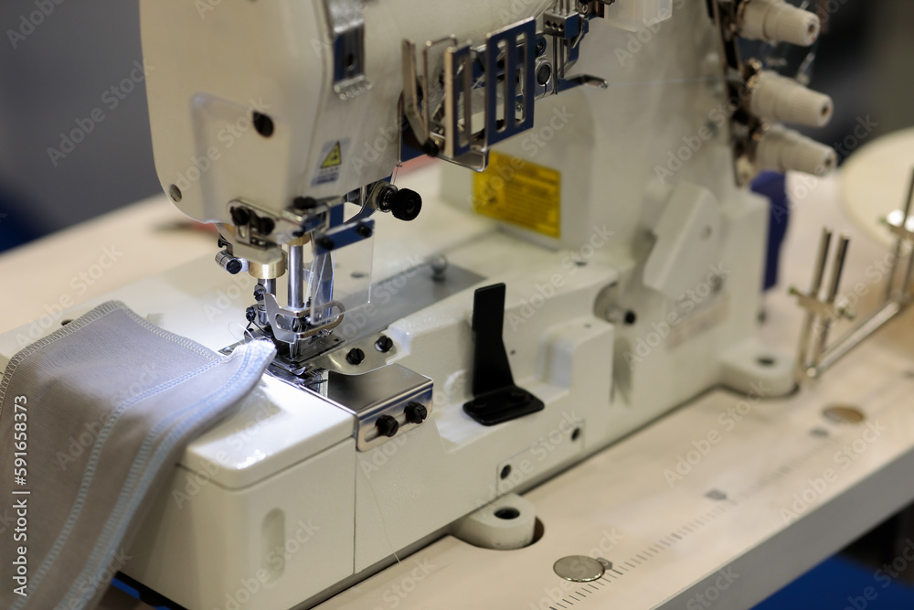 industrial coverstitch sewing machine close up