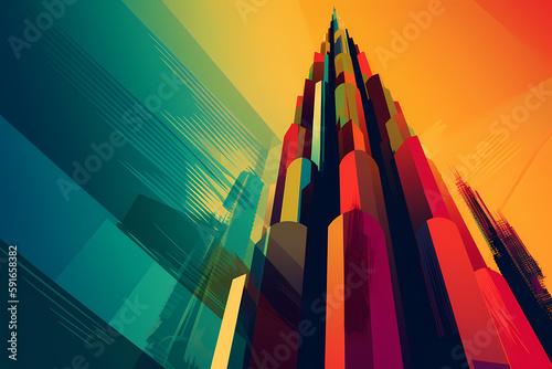 Leinwand Poster poster-style graphic design of the Burj Khalifa building
