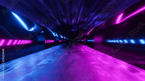 Futuristic passage with neo...