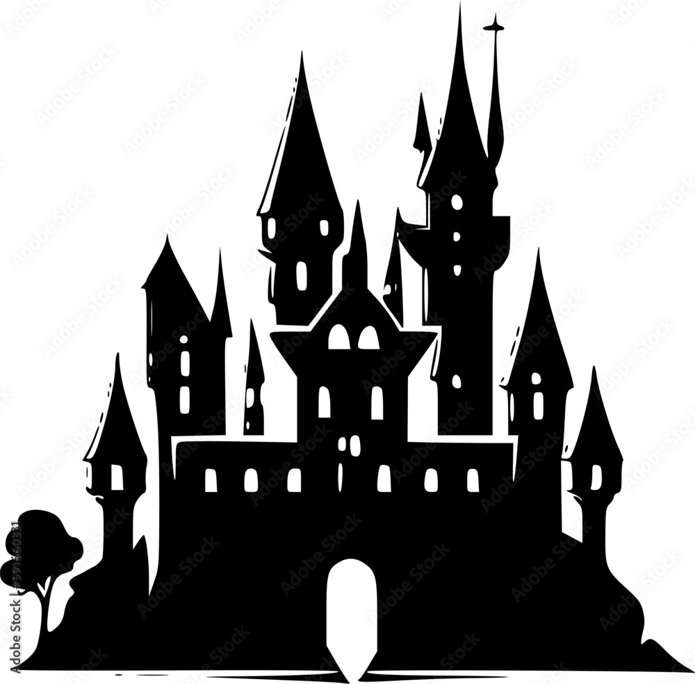 Castle | Black and White Vector illustration