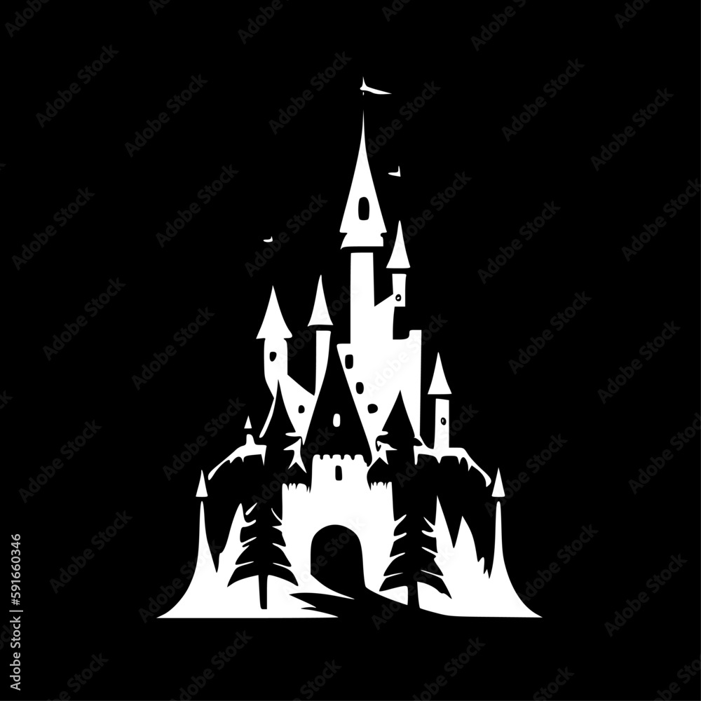 Castle | Black and White Vector illustration