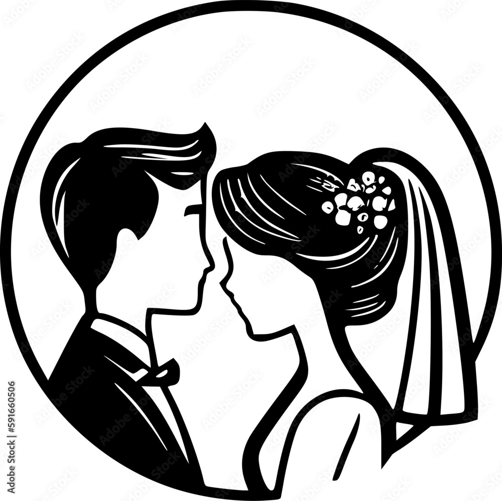 Wedding - Minimalist and Flat Logo - Vector illustration