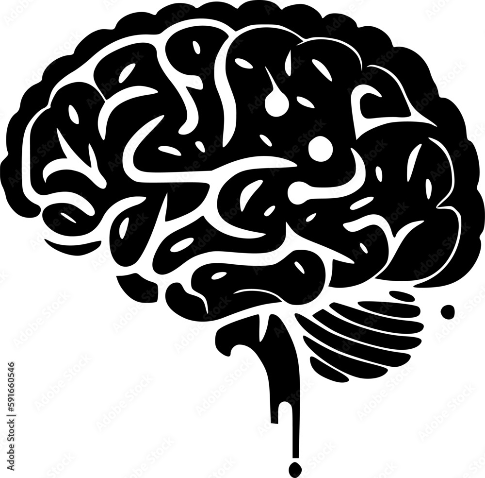 Brain - Black and White Isolated Icon - Vector illustration