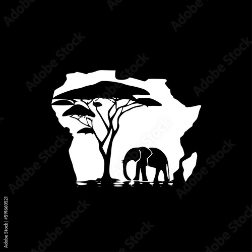 Africa | Black and White Vector illustration