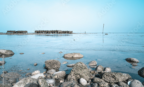 Old Oyster farm in full sea, Marsilly in Charente Maritime, France © mathilde