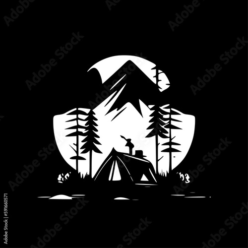 Camp - Minimalist and Flat Logo - Vector illustration