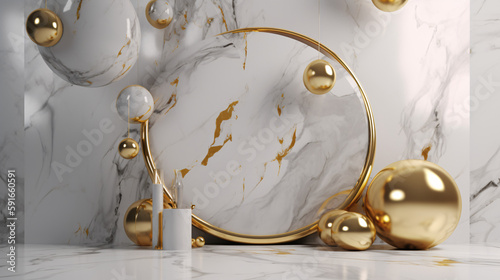 glowing gold and marble mixture pattern wallpaper generative ai