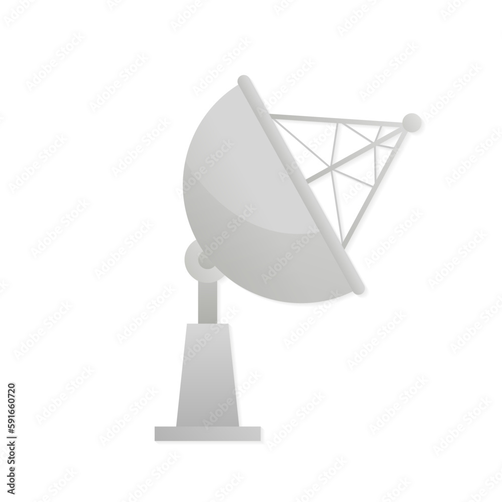 Satellite Dish Icon. Isolated on white background. Radar dish antenna for broadcast. Satellite communication concept. Vector illustration Satellite Dish Icon. Isolated on white background. Radar dish antenna for broadcast. Satellite communication concept. Vector illustration