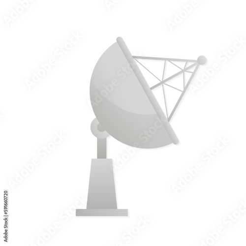 Satellite Dish Icon. Isolated on white background. Radar dish antenna for broadcast. Satellite communication concept. Vector illustration