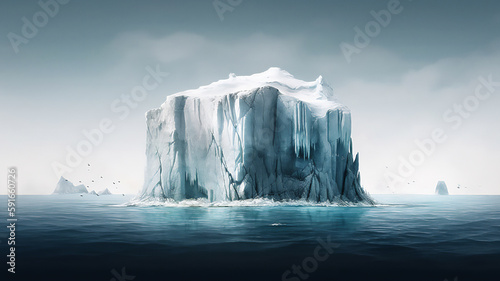 An iceberg melting, climate change, Generative AI © Dave