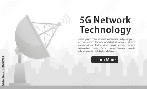 5G network technology. Communication tower wireless high speed internet. Concept of fastest internet. Home network. Business concept. Abstract background. Internet technology. Vector illustration