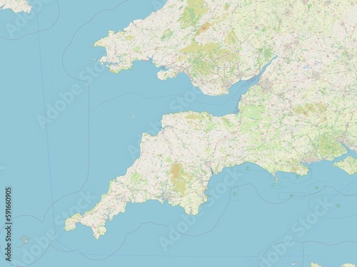 South West, United Kingdom. OSM. No legend