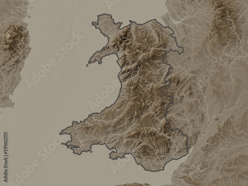 Wales, United Kingdom. Sepia. No legend photo