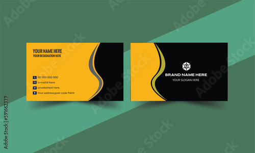 Modern Business Card with company Logo, Vector Business Card Template, Visiting Card for Business and Personal use, Vector illustration Design. Modern Corporate Business Card Template.